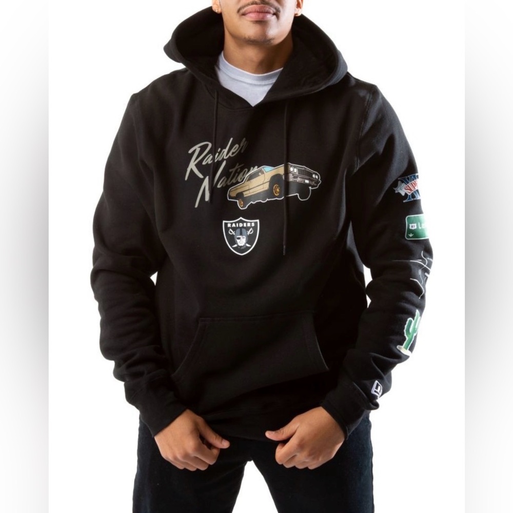 New Era NFL Las Vegas Raiders Nation Low Rider Men's Small Black Pullover Hoodie